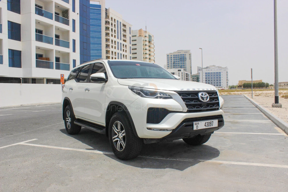 White Toyota Fortuner 2021 for rent in Sharjah 1